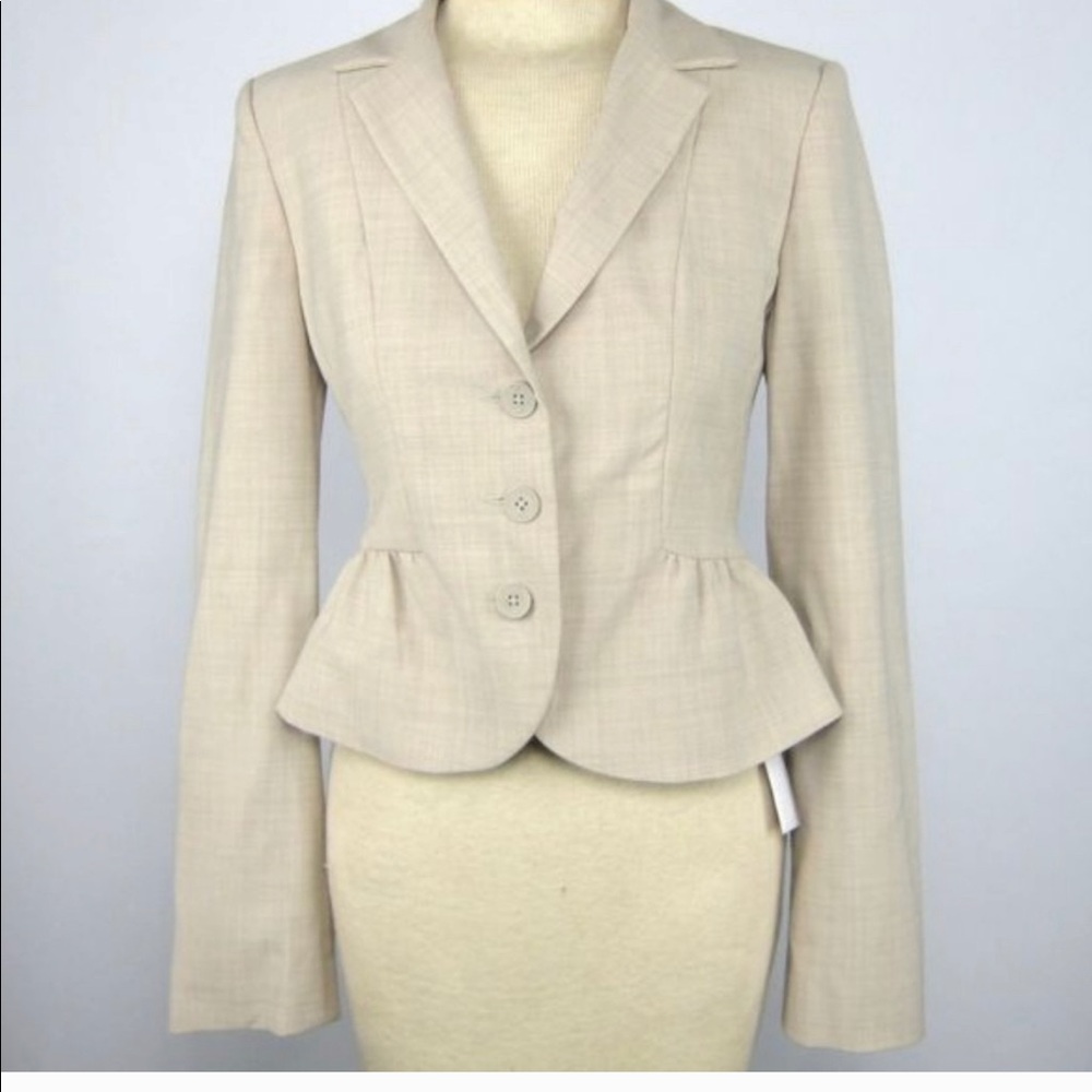 EXPRESS Design Studio Tan Creme Peplum Blazer